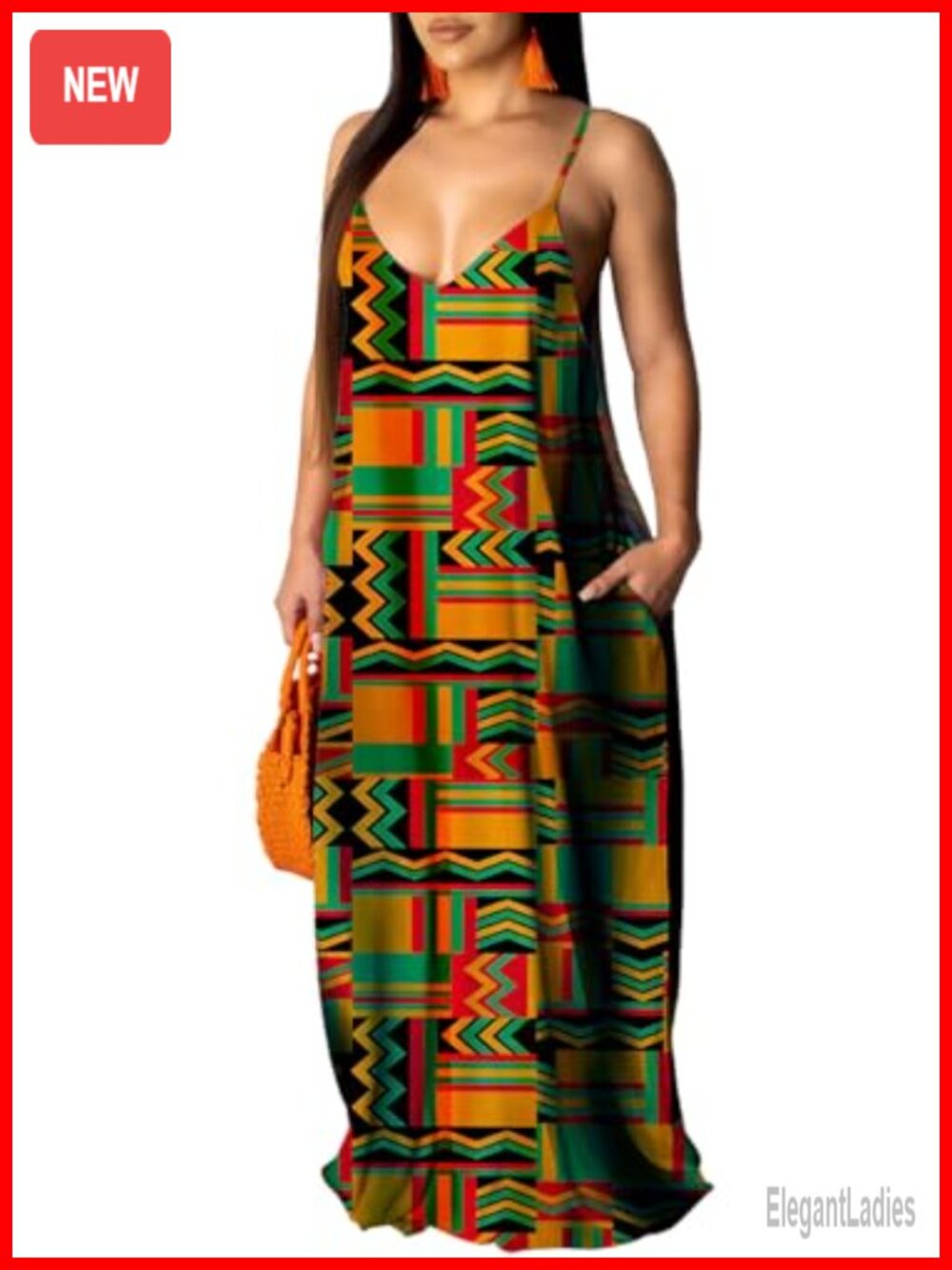 Women's Plus Size Floral Maxi Dress Sleeveless Sundress with Pockets